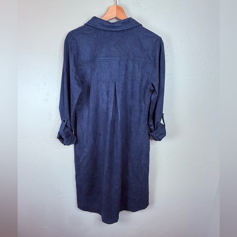 NWT Soft Surroundings Robin Faux Suede Shirt Dress Navy Blue Small - Picture 3 of 9